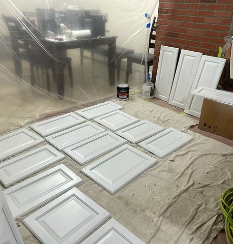 Kitchen cabinet doors before refinishing — Union County NJ